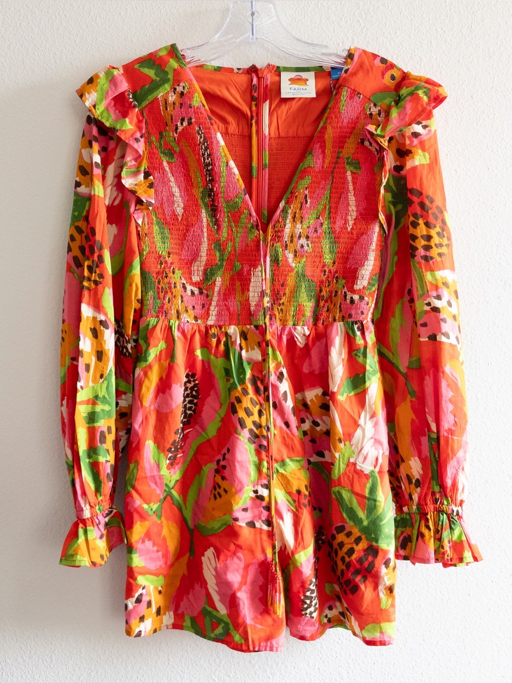 NWT Farm Rio x Anthropologie Tropical Ruffle Sleeve Romper size XS